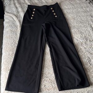H&M Black Wide-Leg Sailor Button Pants